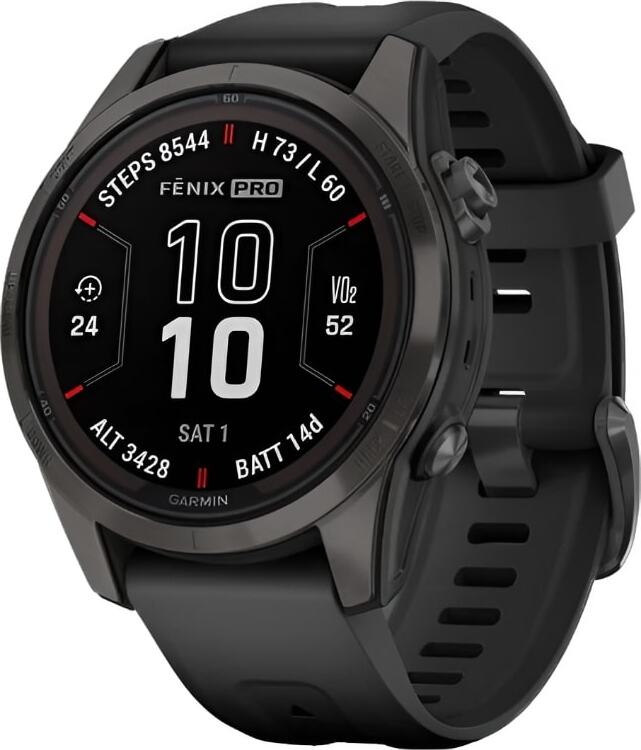 Смарт-часы Garmin Fenix 7S Pro Sapphire Solar - 42 mm, Титановый, угольно-серый безель с DLC-покрытием, силиконовый ремешок