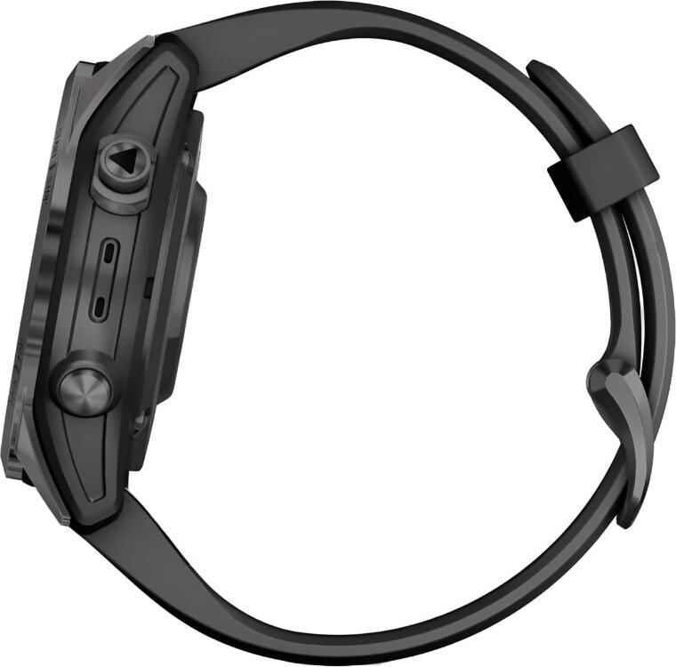 Смарт-часы Garmin Fenix 7S Pro Sapphire Solar - 42 mm, Титановый, угольно-серый безель с DLC-покрытием, силиконовый ремешок