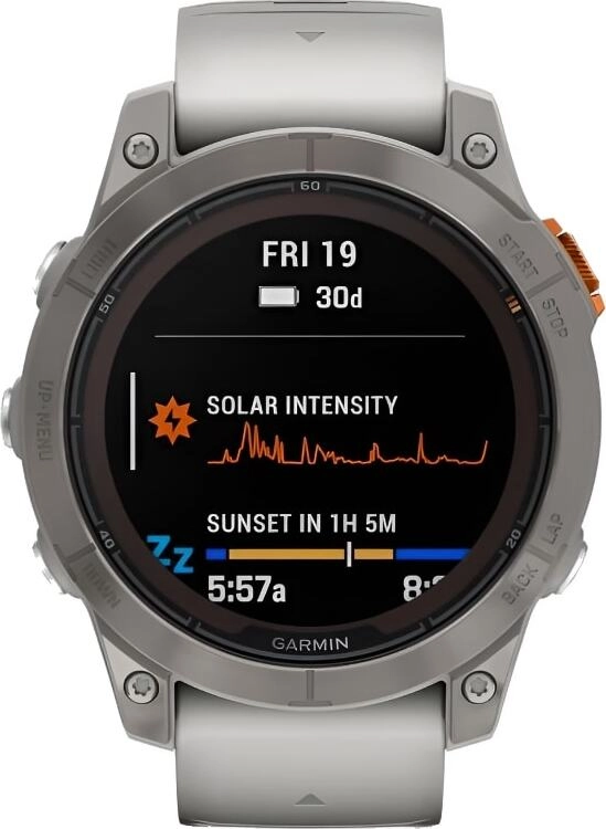 Смарт-часы Garmin Fenix 7X Pro Sapphire Solar Edition - 51 mm, Титановый серый, серо-оранжевый ремешок
