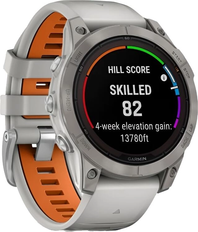 Смарт-часы Garmin Fenix 7X Pro Sapphire Solar Edition - 51 mm, Титановый серый, серо-оранжевый ремешок