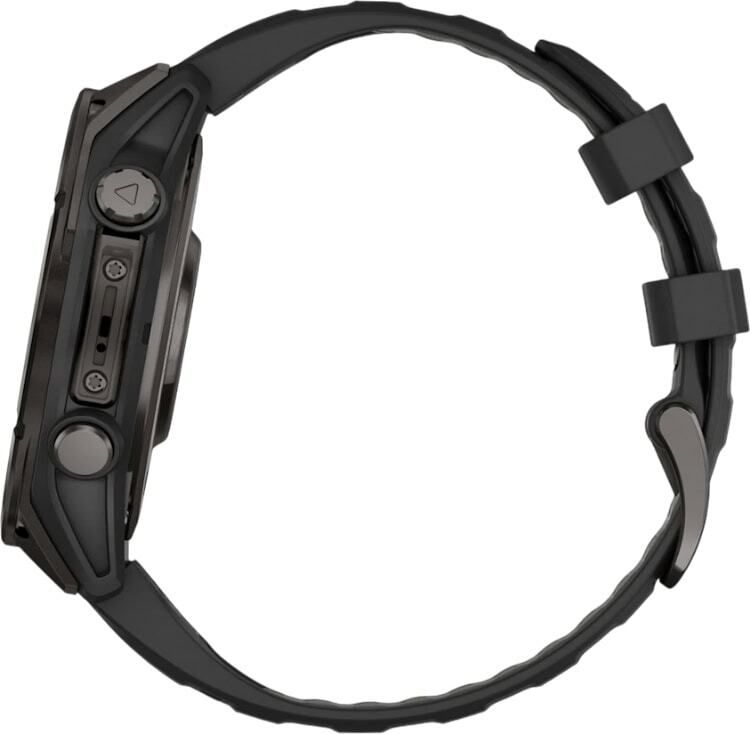 Смарт-часы Garmin Fenix 8 Amoled - 47 mm Sapphire, Угольно-серый с DLC-покрытием, пепельно-черный силиконовый ремешок