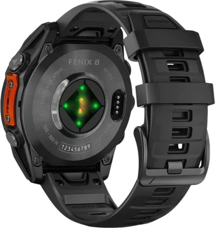 Смарт-часы Garmin Fenix 8 Amoled - 47 mm Sapphire, Серый, черный силиконовый ремешок