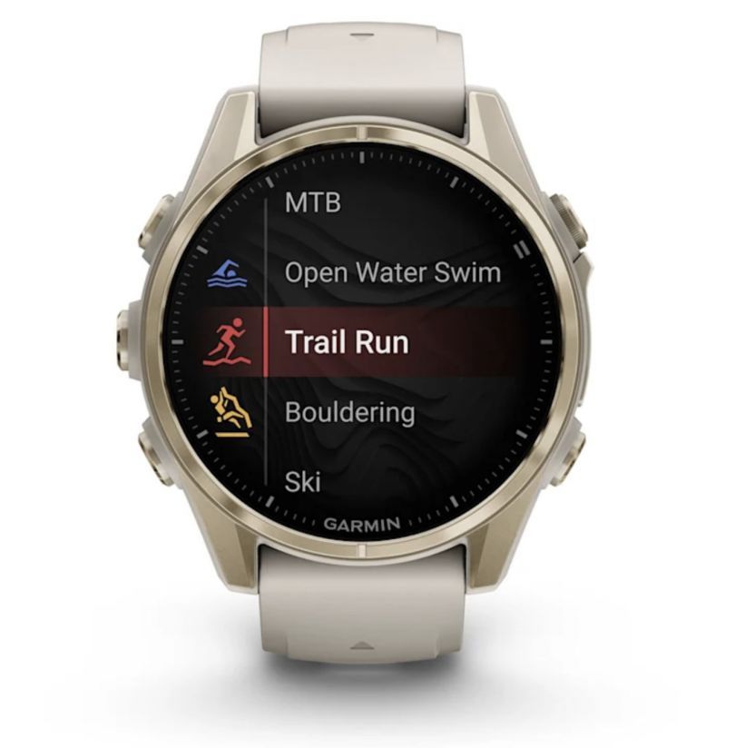 Смарт-часы Garmin Fenix 8 Amoled - 43 mm, Золотистый, дымчато-серый силиконовый ремешок