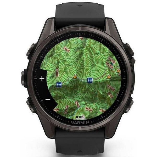 Смарт-часы Garmin Fenix 8 Amoled - 43 mm, Угольно-серый с DLC-покрытием, пепельно-серый силиконовый ремешок