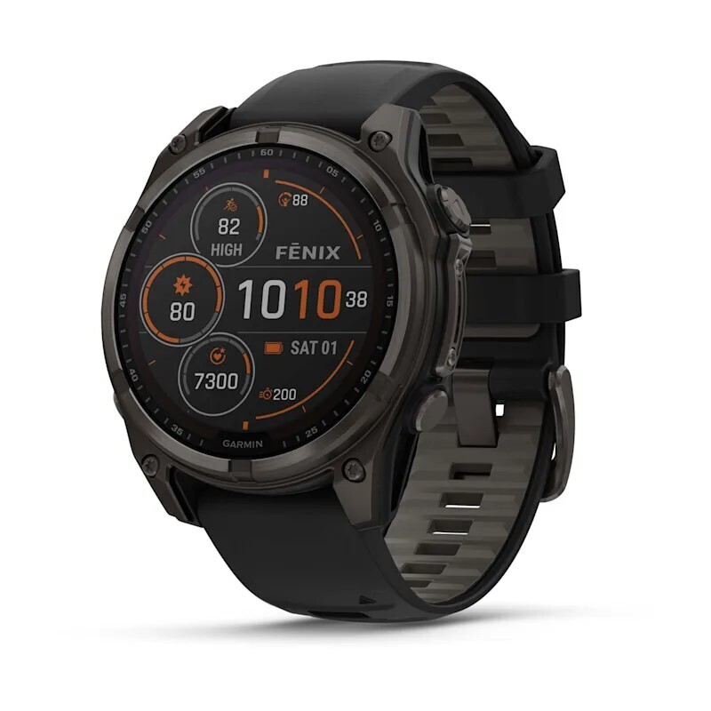 Смарт-часы Garmin Fenix 8 Solar Sapphire - 47 mm, Титановый, угольно-серый безель с DLC-покрытием, черный ремешок