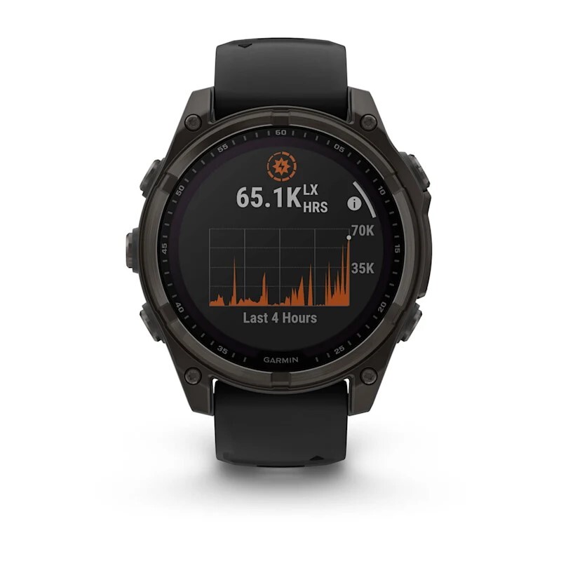 Смарт-часы Garmin Fenix 8 Solar Sapphire - 47 mm, Титановый, угольно-серый безель с DLC-покрытием, черный ремешок