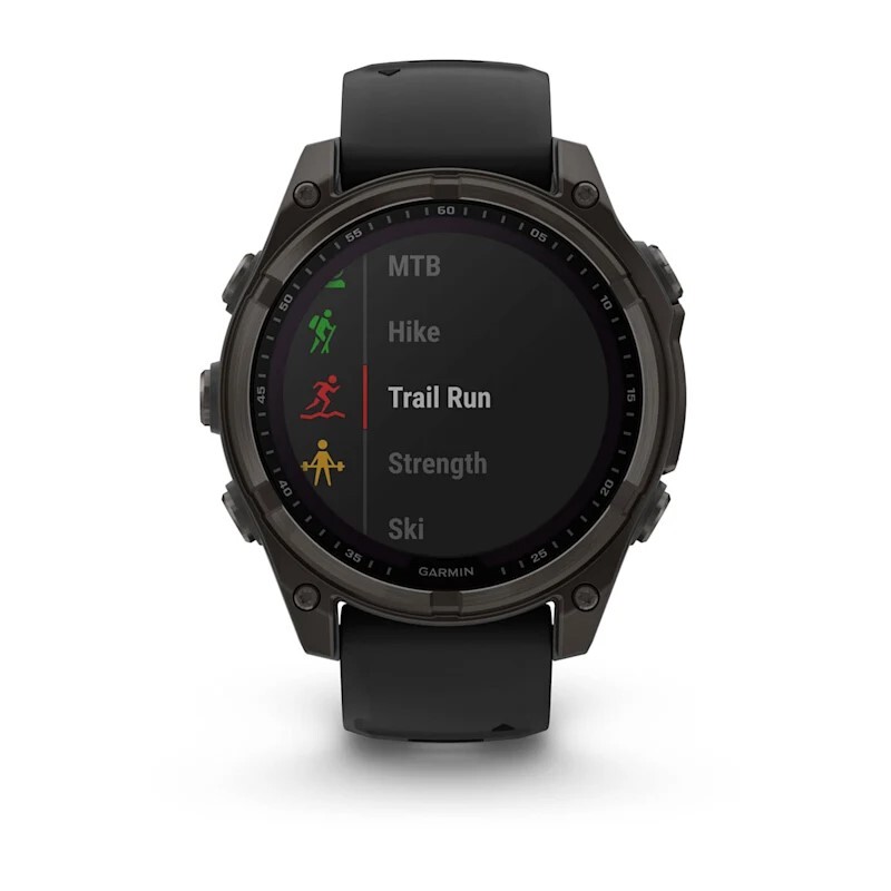 Смарт-часы Garmin Fenix 8 Solar Sapphire - 47 mm, Титановый, угольно-серый безель с DLC-покрытием, черный ремешок