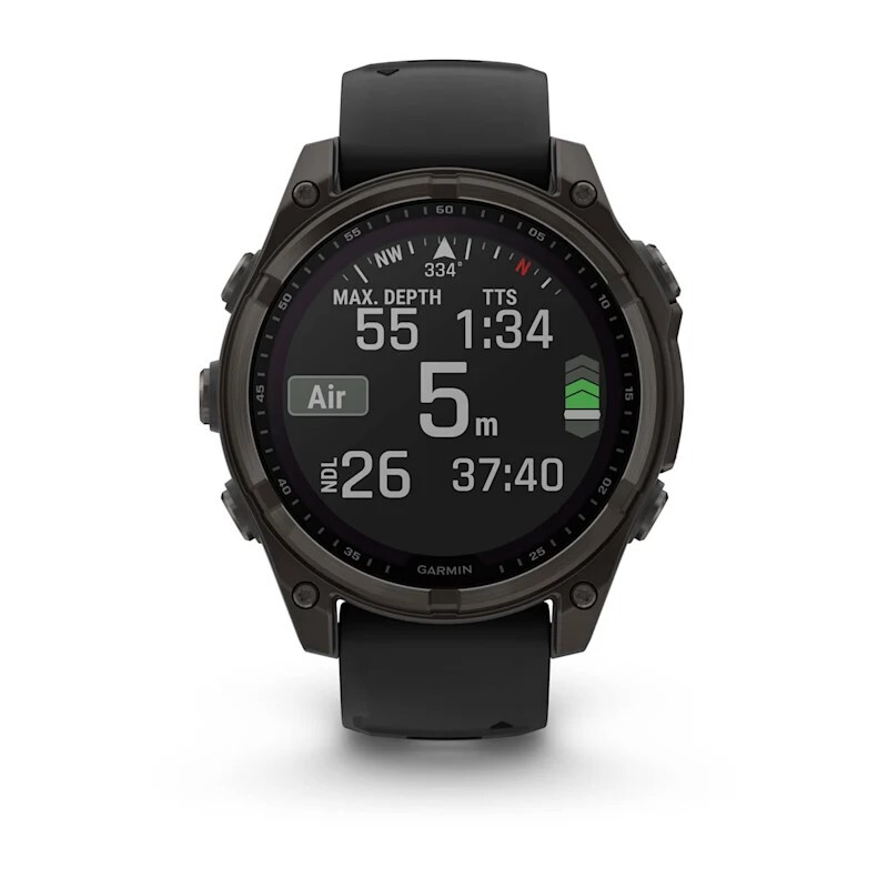 Смарт-часы Garmin Fenix 8 Solar Sapphire - 47 mm, Титановый, угольно-серый безель с DLC-покрытием, черный ремешок