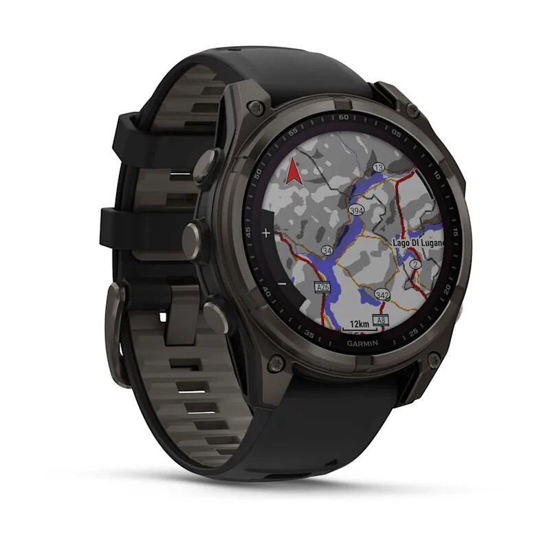 Смарт-часы Garmin Fenix 8 Solar Sapphire - 47 mm, Титановый, угольно-серый безель с DLC-покрытием, черный ремешок