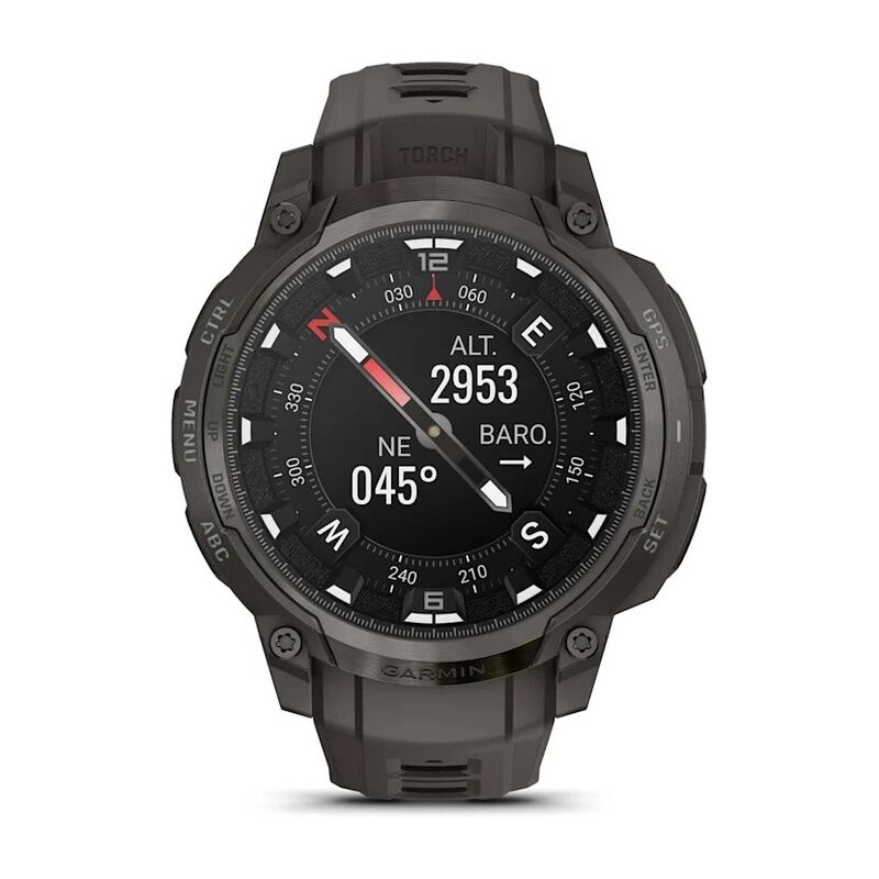 Смарт-часы Garmin Instinct Crossover Amoled - 46 mm, Светло-черный, силиконовый ремешок цвета древесного угля