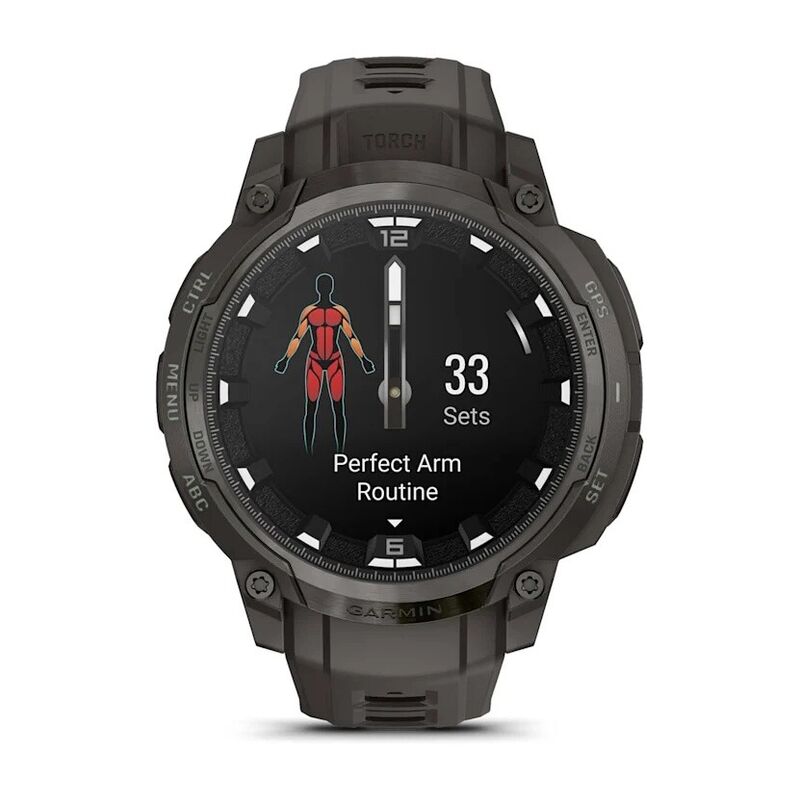 Смарт-часы Garmin Instinct Crossover Amoled - 46 mm, Светло-черный, силиконовый ремешок цвета древесного угля