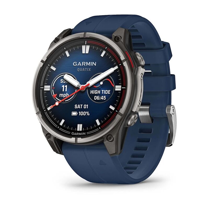 Смарт-часы Garmin Quatix 8 - 51 mm, Amoled, Sapphire, Титановый, синий силиконовый ремешок