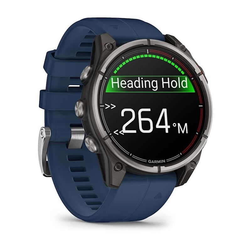 Смарт-часы Garmin Quatix 8 - 51 mm, Amoled, Sapphire, Титановый, синий силиконовый ремешок
