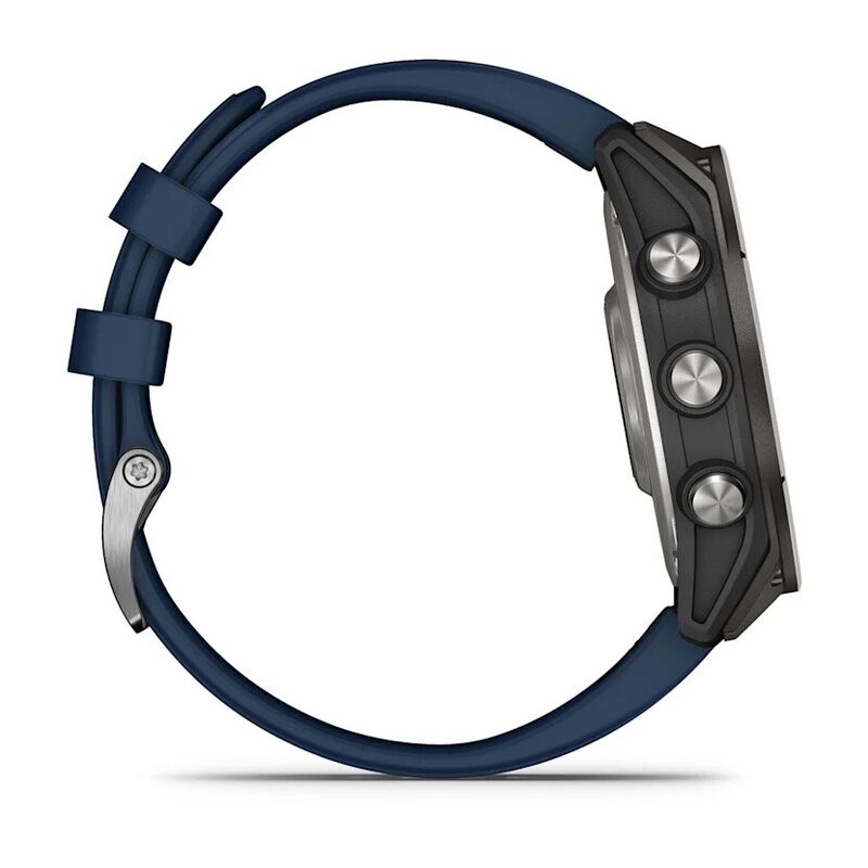 Смарт-часы Garmin Quatix 8 - 51 mm, Amoled, Sapphire, Титановый, синий силиконовый ремешок
