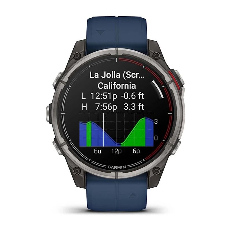 Смарт-часы Garmin Quatix 8 - 51 mm, Amoled, Sapphire, Титановый, синий силиконовый ремешок