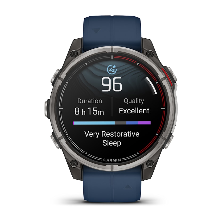 Смарт-часы Garmin Quatix 8 - 47 mm, Amoled, Sapphire, Титановый, синий силиконовый ремешок