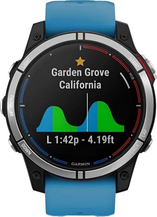 Смарт-часы Garmin Quatix 7 Standard Edition - 47 mm, Черный, синий силиконовый ремешок