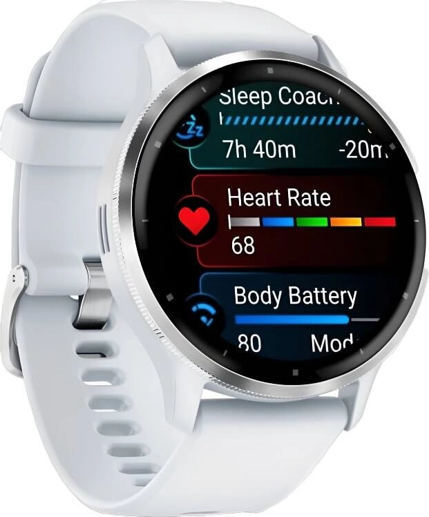 Смарт-часы Garmin Venu 3 - 45 mm, Белый, серебристый безель, белый ремешок