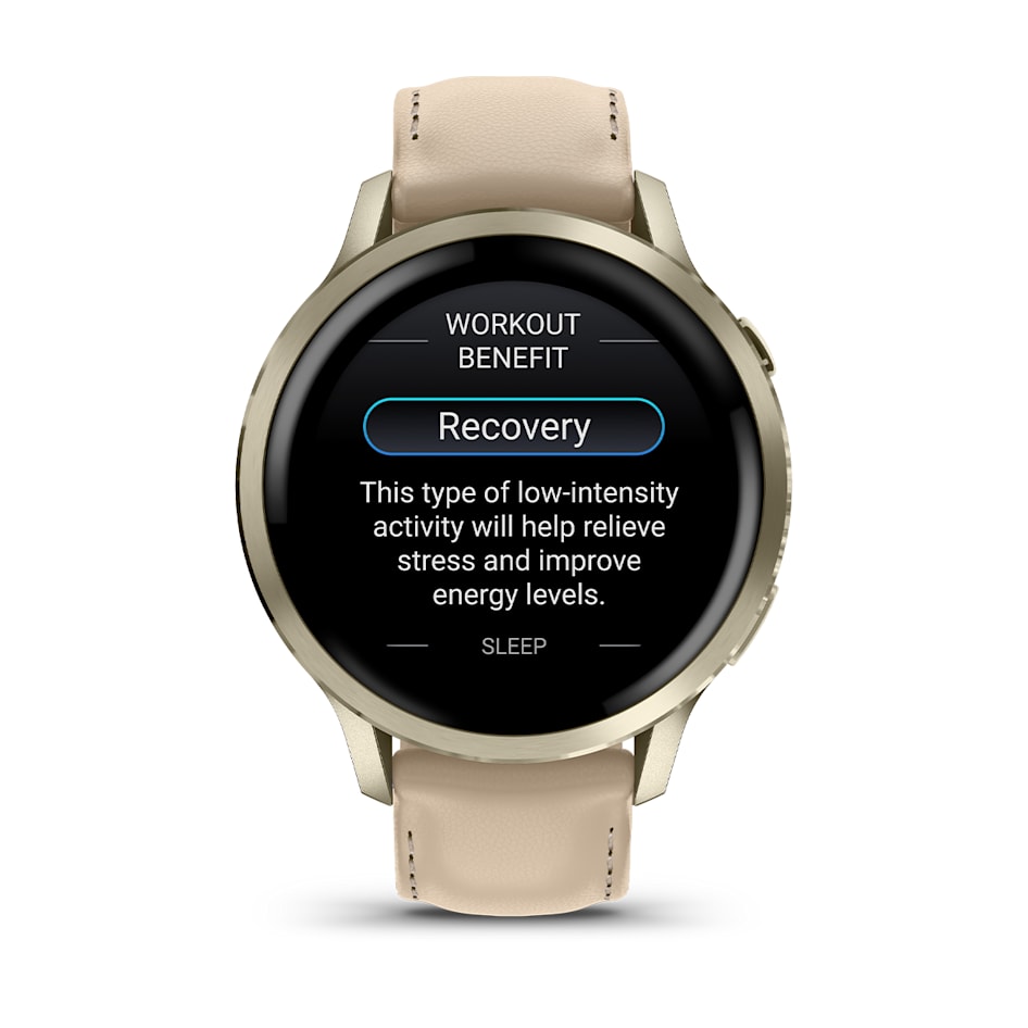 Смарт-часы Garmin Venu 4 - 41 mm, Лунно-золотистый, кожаный ремешок песочного цвета