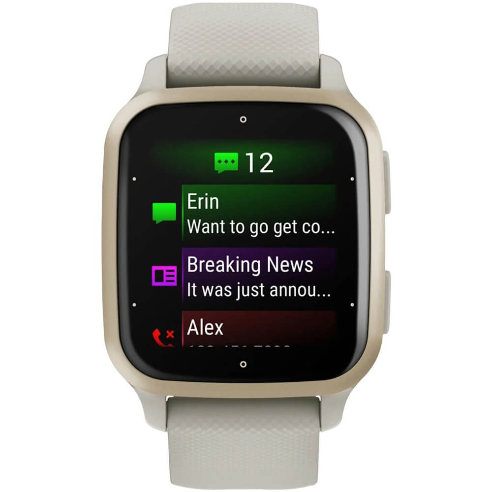 Смарт-часы Garmin Venu SQ 2 Music Edition - 40 mm, Серый, безель цвета кремового золота, кремовый силиконовый ремешок