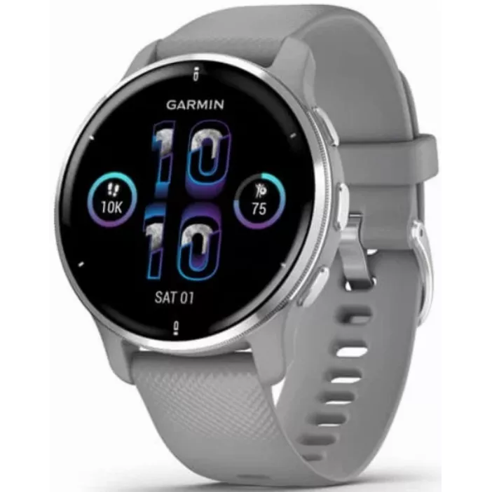 Смарт-часы Garmin Venu 2 Plus - 43 mm, Серый, серебристый безель, силиконовый ремешок