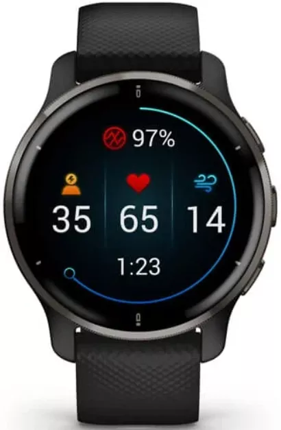 Смарт-часы Garmin Venu 2 Plus - 43 mm, Черный, серый безель, черный силиконовый ремешок