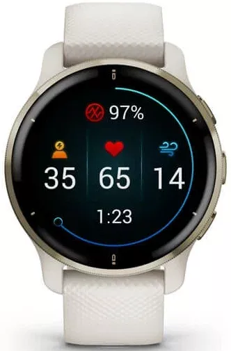 Смарт-часы Garmin Venu 2 Plus - 43 mm, цвета Слоновой кости с безелем цвета кремовое золото, силиконовый ремешок