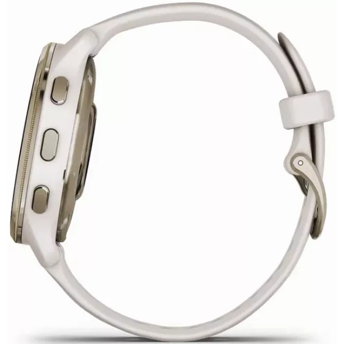 Смарт-часы Garmin Venu 2 Plus - 43 mm, цвета Слоновой кости с безелем цвета кремовое золото, силиконовый ремешок