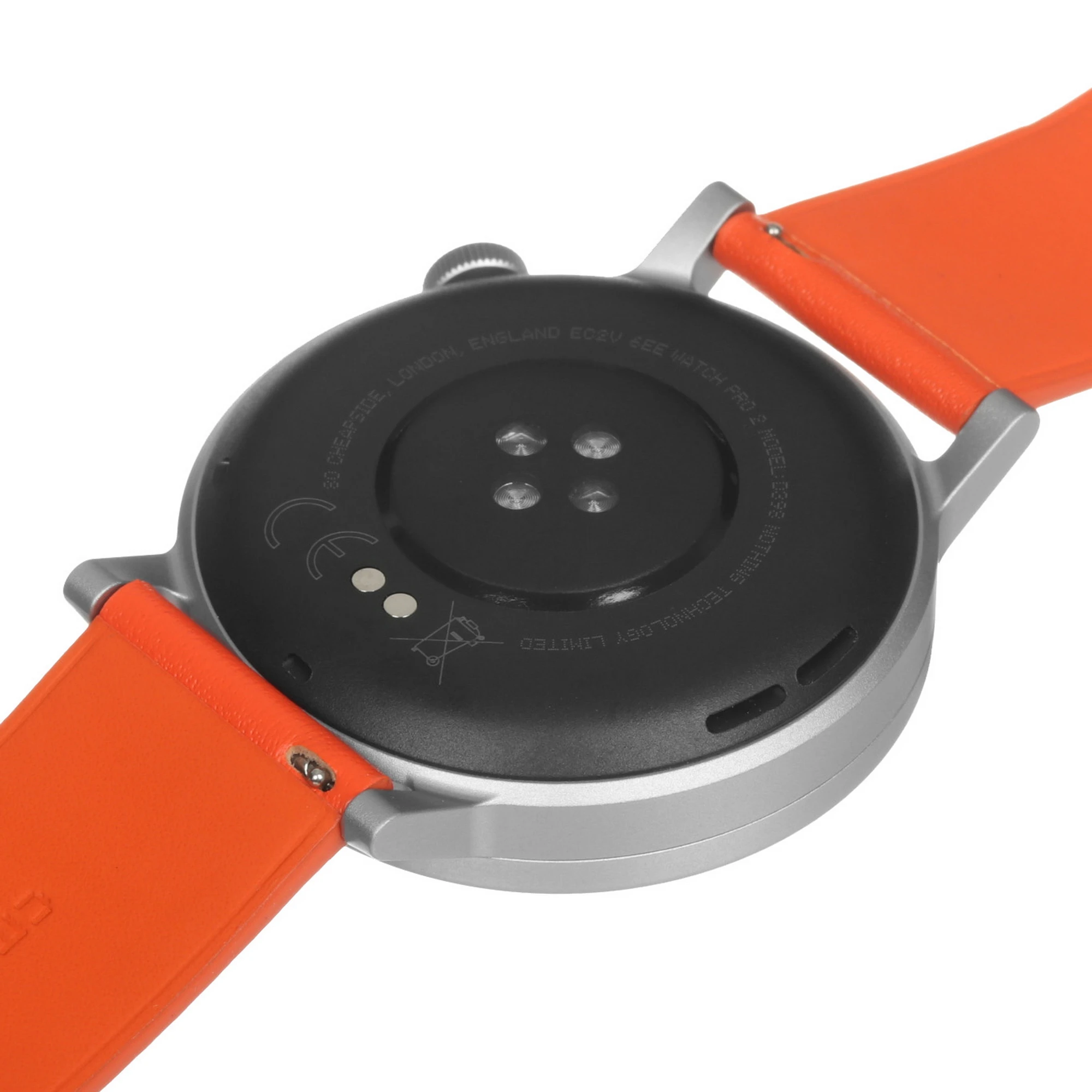 Смарт-часы CMF by Nothing Watch Pro 2 - изогнутый пепельно-серый безель, оранжевый кожаный ремешок