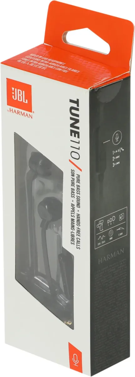Наушники JBL Tune 110, 3.5 мм, внутриканальные, цвет Черный