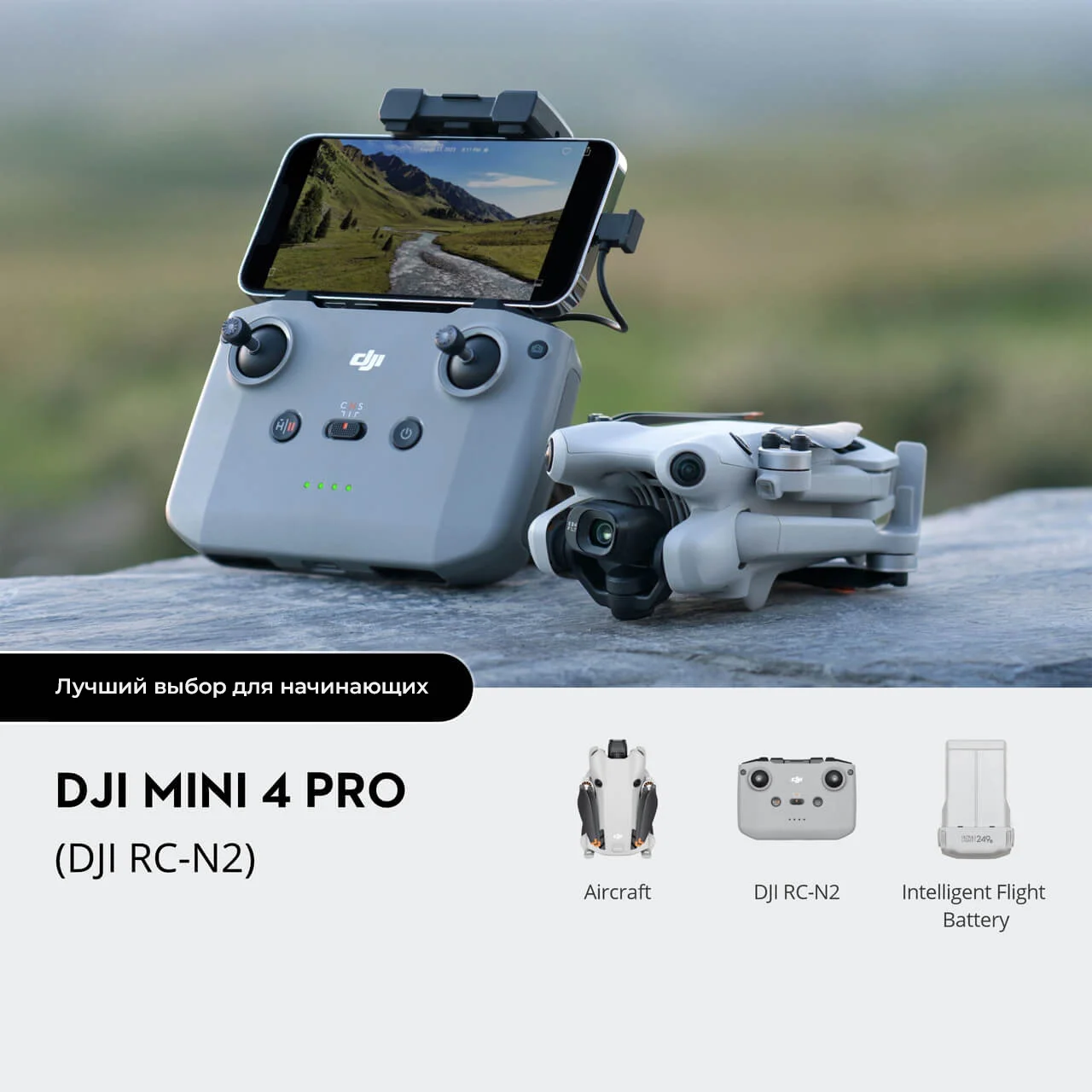 Квадрокоптер DJI Mini 4 Pro (DJI RC-N2)