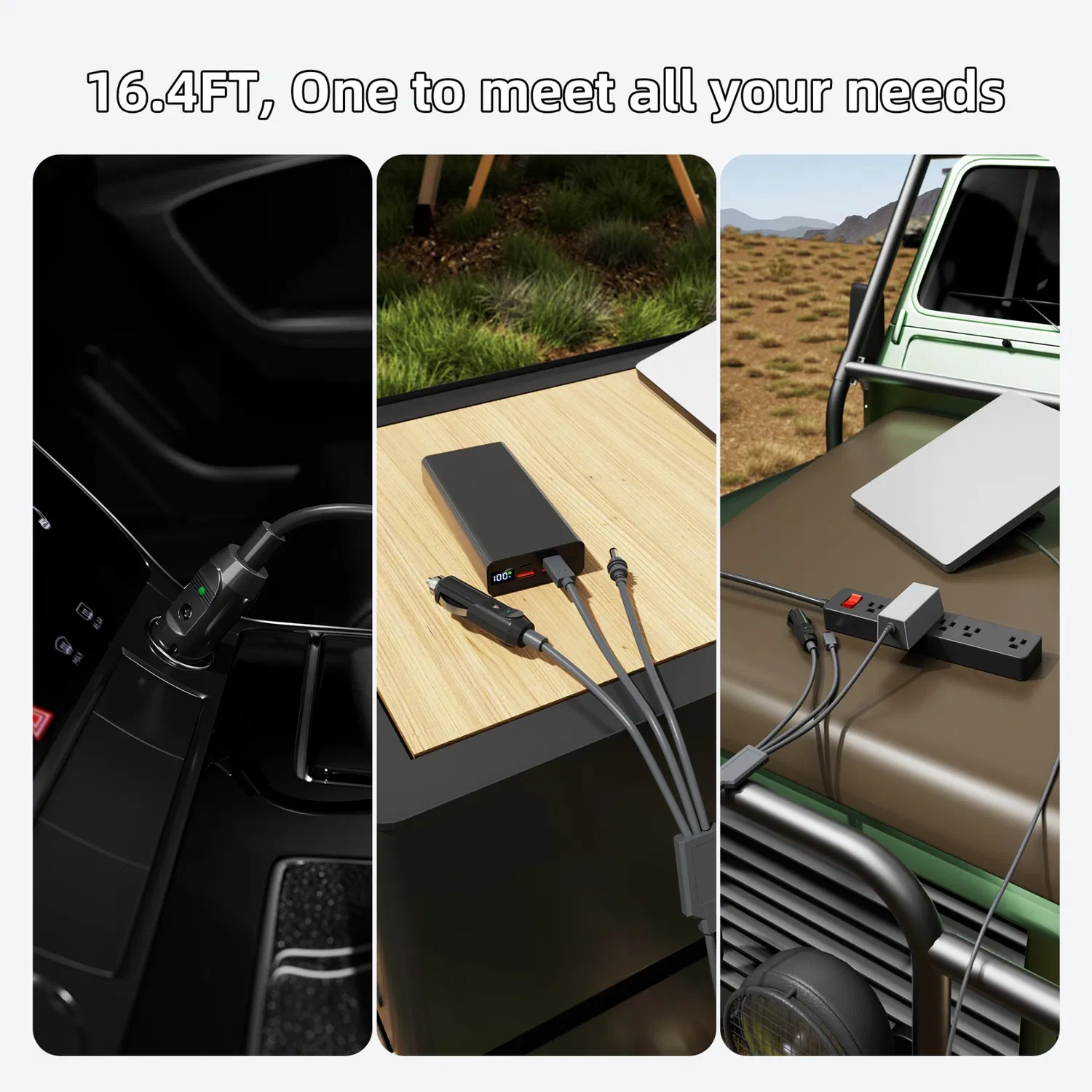 Адаптер 3 in 1 (прикуриватель, USB-C, DC) для Starlink Mini 10 метров