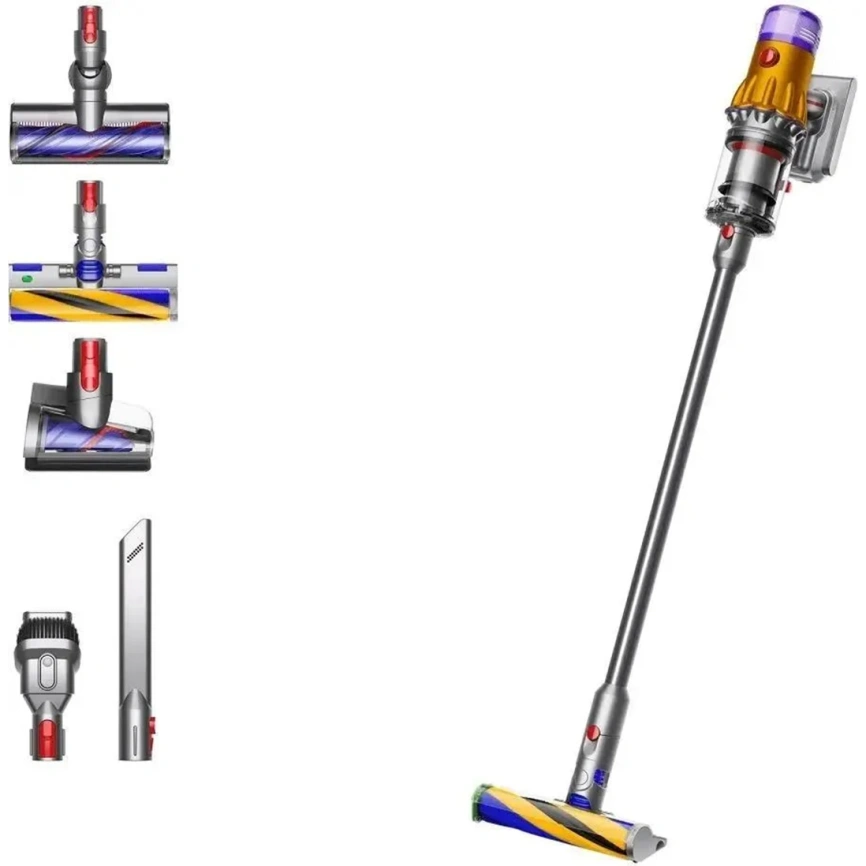 Вертикальный пылесос Dyson V12 Detect Slim Absolute (SV46), 545Вт, желтый/никель