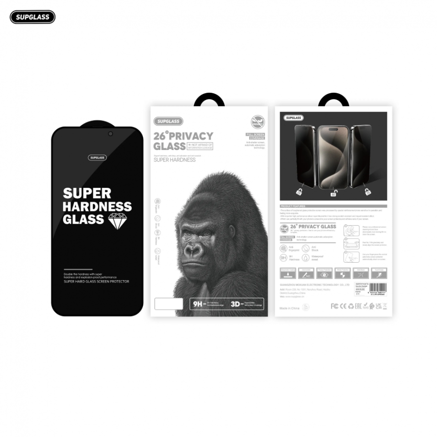 Защитное стекло SupGlass XG-12 Антишпион для iPhone 15 Pro Max