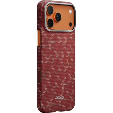 Чехол Pitaka Monogram Ultra-Slim для iPhone 17 Pro Max, Красно-золотой