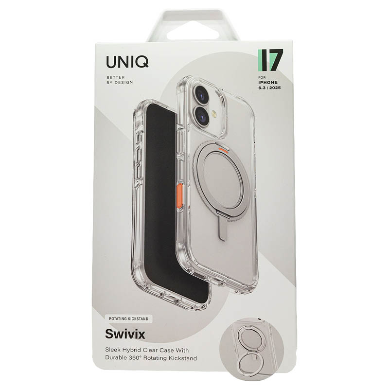 Чехол Uniq для iPhone 17 Swivix with 360-Rotating stand (Magsafe), Прозрачный