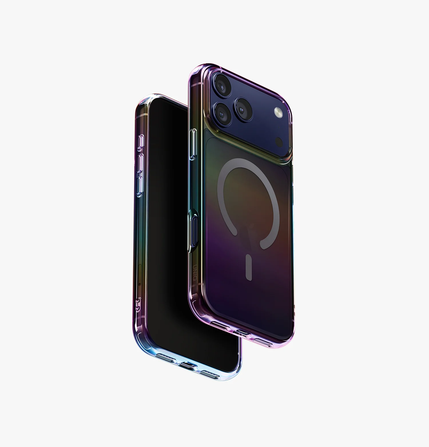 Чехол Uniq для iPhone 17 Pro Max Iridescia (holographic) (Magsafe), Прозрачный тёмный
