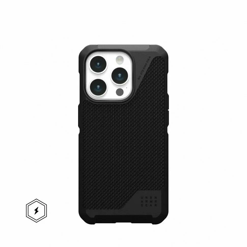 Чехол с поддержкой MAGSAFE Uag Metropolis LT Ткань Kevlar для iPhone 15 Pro Max, цвет Черный