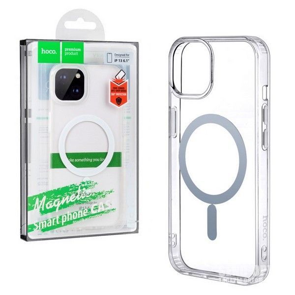 Чехол Hoco Magnetic series airbag anti-fall protective shell Силиконовый для iPhone 15 Pro Прозрачный Термополиуретан1561MT