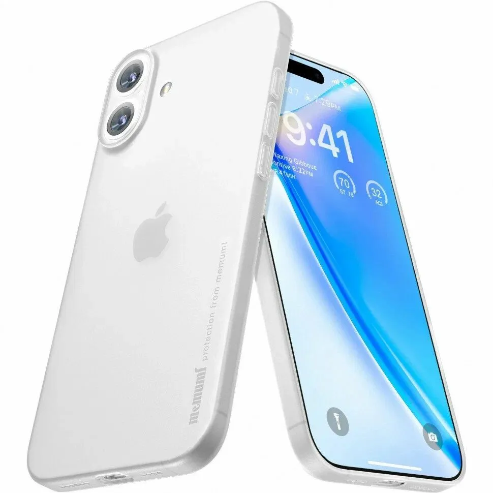 Чехол Memumi Super Slim с MagSafe для iPhone 16 прозрачный