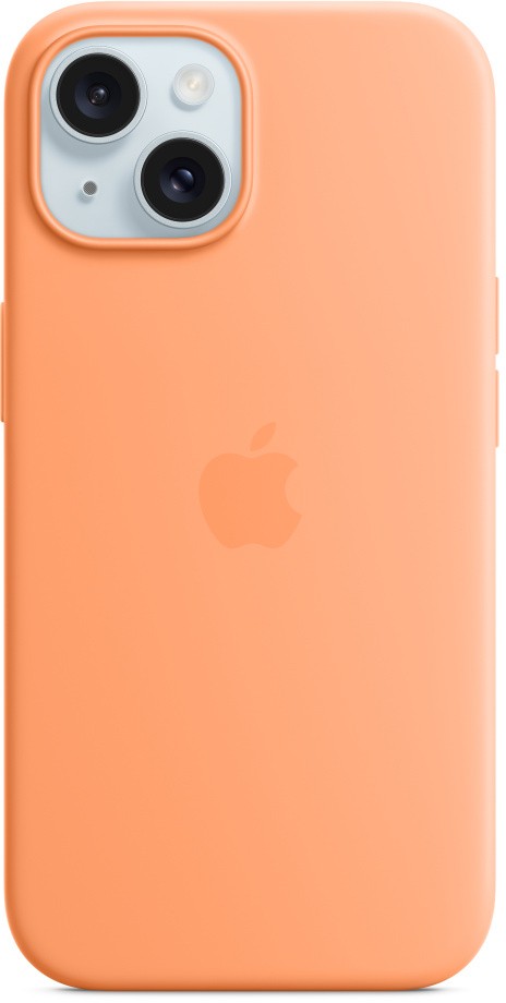 Чехол для iPhone 15 Силиконовый, свежая папайя (Orange Sorbet)