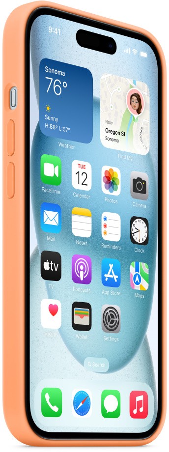 Чехол для iPhone 15 Силиконовый, свежая папайя (Orange Sorbet)