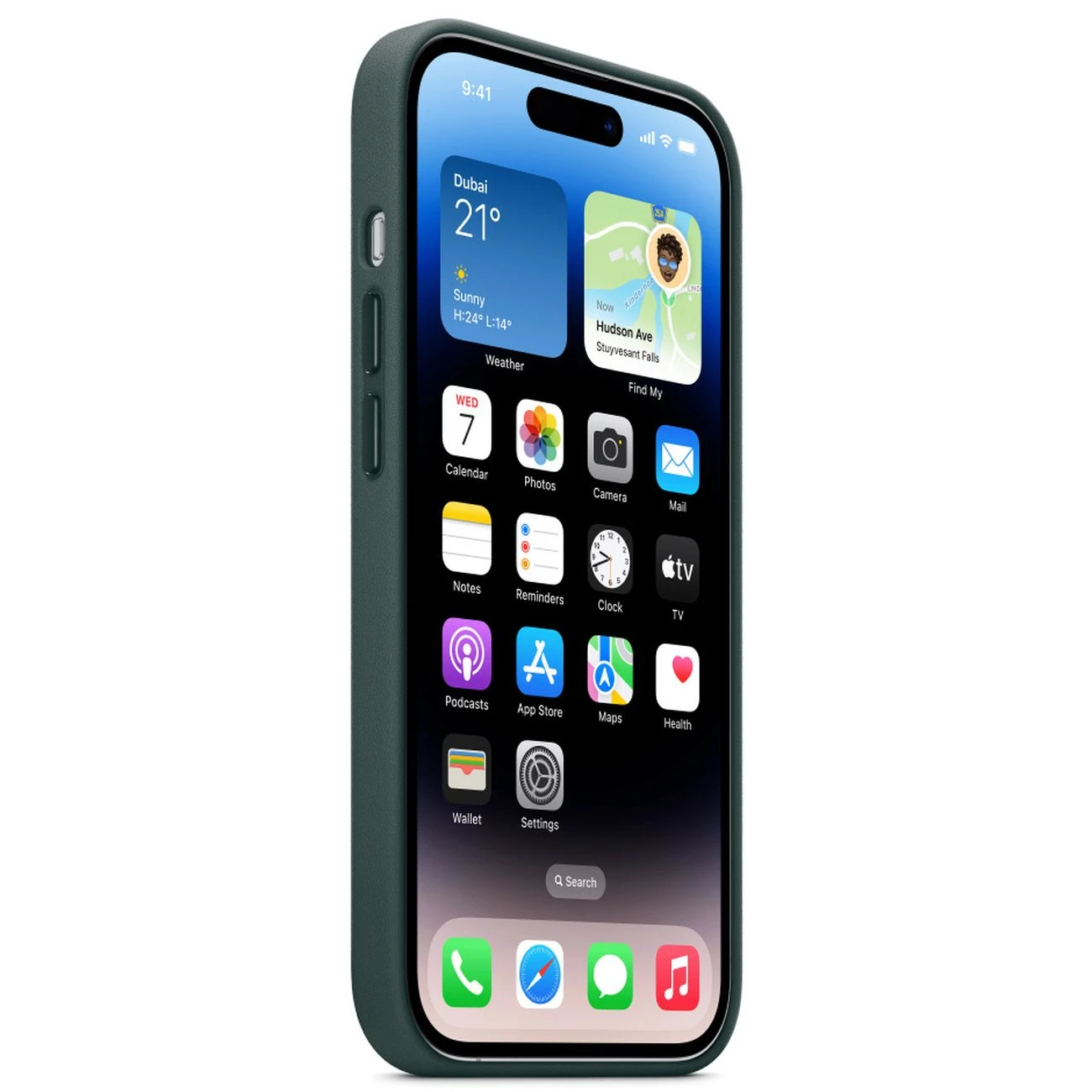 Чехол iPhone 14 Pro Leather MagSafe, Темно-зеленый -  MPPH3