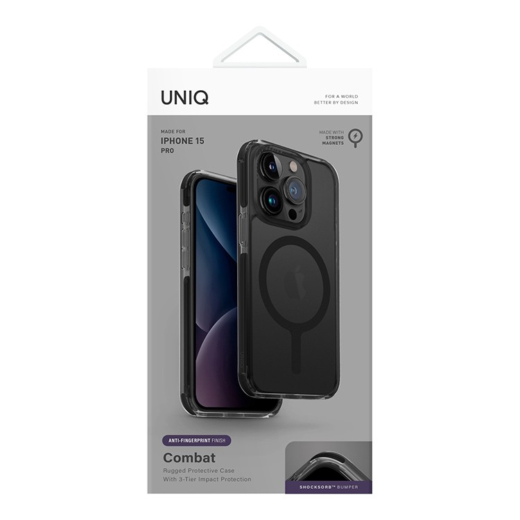 чехол Uniq для iPhone 15 Pro Combat AF Black (MagSafe)