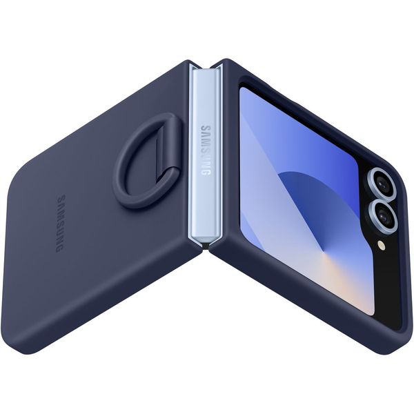 Чехол Samsung Z Flip6 Silicone Ring Case - темно-синий