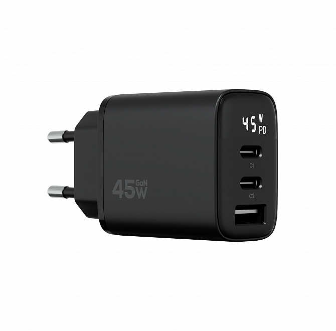 Cетевое зарядное устройство Magssory Digit 45W GaN, черный
