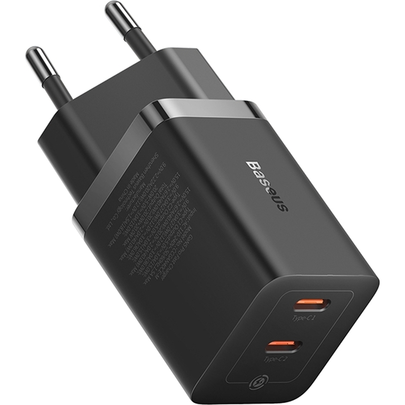 Сетевое зарядное устройство OS-Baseus GaN5 Pro Fast Charger C+C 40W EU (CCGP180101) Черное