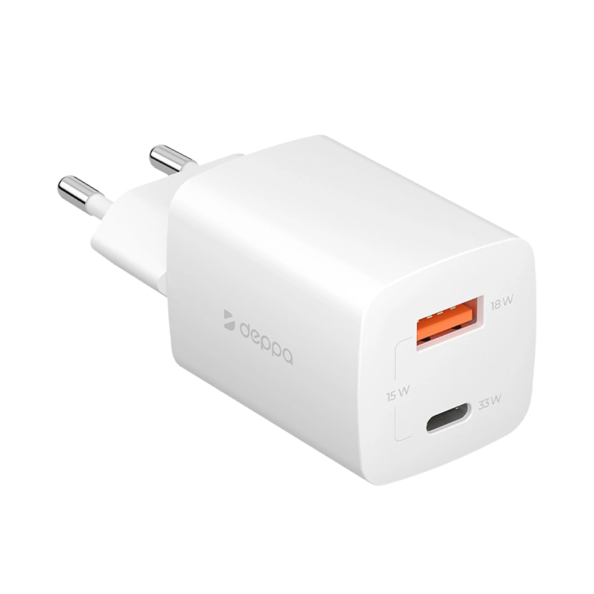 Сетевое зарядное устройство Deppa 33W USB-A/USB-C 11432 White