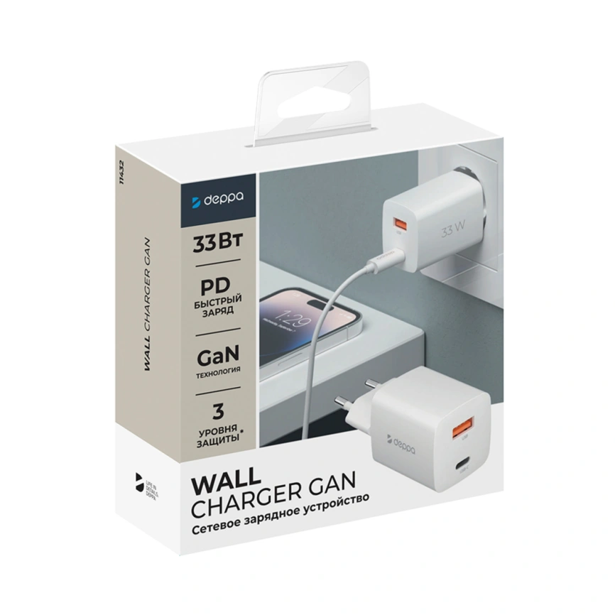 Сетевое зарядное устройство Deppa 33W USB-A/USB-C 11432 White