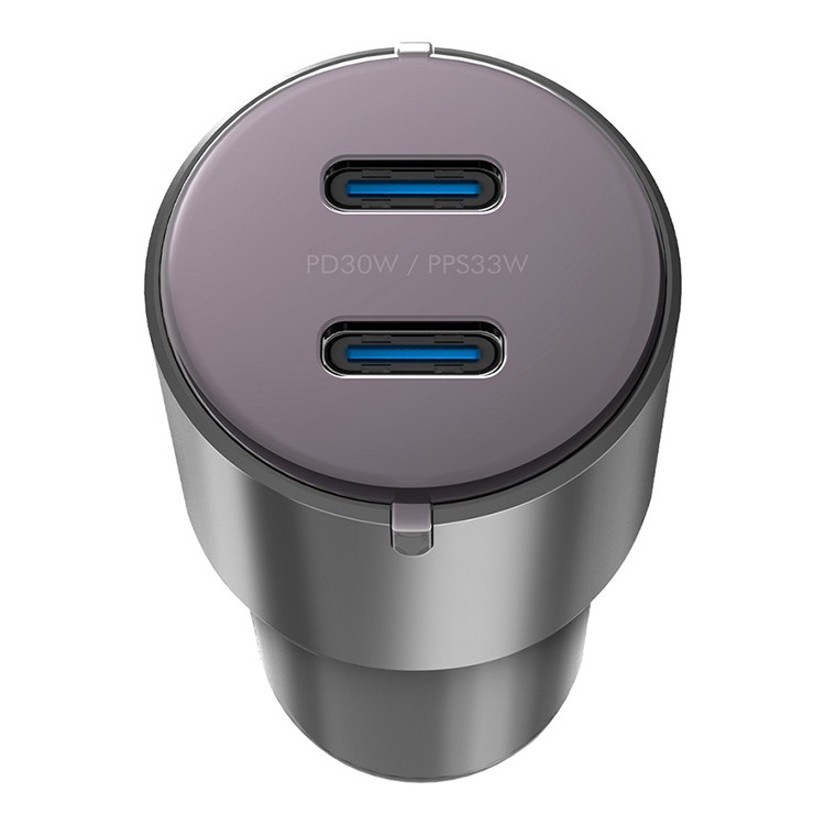 Автомобильное зарядное EnergEA Alu Drive D60 2*USB-C PD/PPS 66W, Aluminium Gunmetal